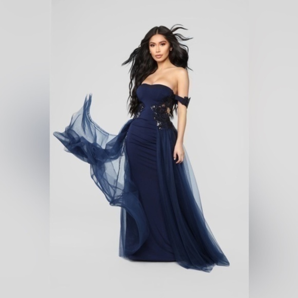Fashion Nova Extravaganza Tulle Dress - Navy